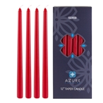 12 pcs 12" Unscented Glazed Taper Candle - Red