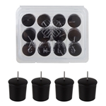 12 pcs 10 Hours Unscented Glazed Votive Candle in PVC Tray - Black