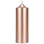 3" x 9" Unscented Round Bell Top Pillar Candle - Rose Gold