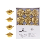 12 pcs 1.5" Unscented Floating Flower Candle in White Box - Gold