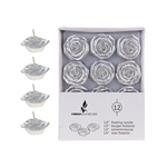 12 pcs 1.5" Unscented Floating Flower Candle in White Box - Silver