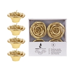 4 pcs 3" Unscented Floating Flower Candle in White Box - Gold
