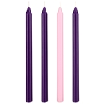 4 pcs 12" Unscented Advent Straight Taper Candle - Assorted