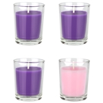 4 pcs Unscented Advent Glass Container Votive Candle - Assorted