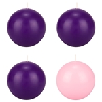 4 pcs 4" Unscented Advent Round Ball Candle - Assorted
