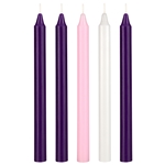 5 pcs 10" Unscented Advent Straight Taper Candle - Assorted