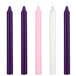 5 pcs 8" Unscented Advent Straight Taper Candle - Assorted