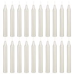 20 pcs 4 Inch Unscented Exquisite Mini Taper Chime Spell Candles - Metallic White