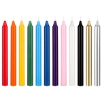 12 pcs 8 Inch Unscented Exquisite Straight Taper Chime Spell Candles - Assorted