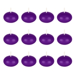 12 pcs 1.5" Unscented Floating Disc Candle in White Box - Purple