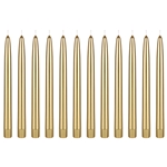 12 pcs 10" Unscented Self Fitting Taper Candle in White Box - Gold