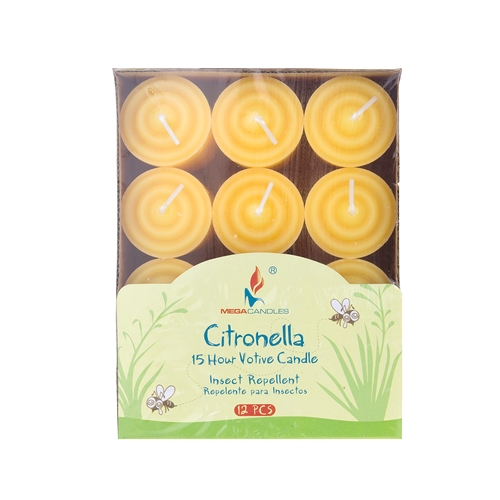 Mega Candles 12 pcs 15 Hours Citronella Votive Candle in Designer Box