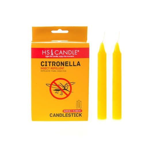 HS Candles 8 pcs 5" Citronella Household Taper Candle Yellow
