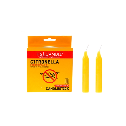 HS Candles 10 pcs 4" Citronella Household Taper Candle Yellow