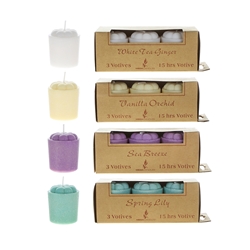 Mega Candles - 3 pcs Scented Votive Candle in Brown Box - Assorted