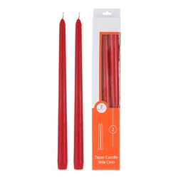 Mega Candles - 2 pcs 12" Unscented Taper Candle - Red