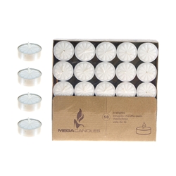 Mega Candles - 50 pcs Unscented Tea Light Candle - White