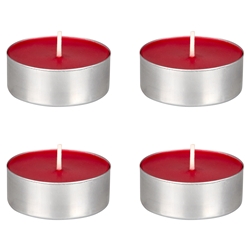 Mega Candles - 4 pcs Unscented Mega Tea Light Candle in Brown Box - Red
