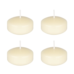 Mega Candles - 4 pcs 2" Unscented Floating Disc Candle - Ivory