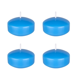 Mega Candles - 4 pcs 2" Unscented Floating Disc Candle - Light Blue