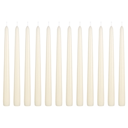 Mega Craft - 12 pcs 10" Unscented Taper Candle in White Box - Ivory