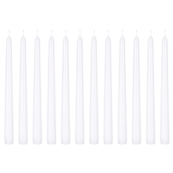 Mega Candles - 12 pcs 10" Unscented Taper Candle in Brown Box - White