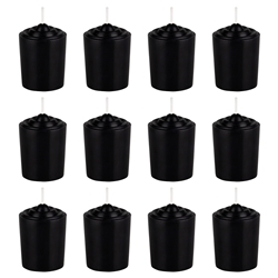 Mega Candles - 12 pcs 15 Hours Unscented Votive Candle in White Box - Black