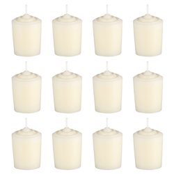 Mega Candles -12 pcs 15 Hours Unscented Votive Candle in White Box - Ivory