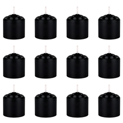 Mega Candles - 12 pcs 8 Hours Unscented Votive Candle in White Box - Black