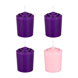 Mega Candles - 4 pcs Hand Poured Unscented Advent Votive Candle - Asst