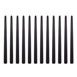 Mega Candles - 12 pcs 12" Unscented Taper Candle in White Box - Black