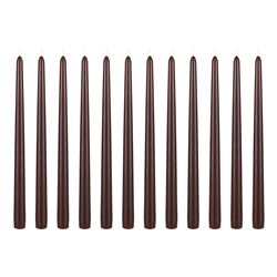 Mega Candles -12 pcs 12" Unscented Taper Candle in White Box - Brown