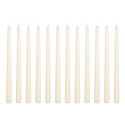 Mega Candles - 12 pcs 12" Unscented Taper Candle in Brown Box - Ivory