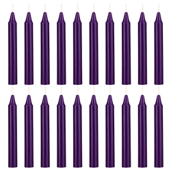 Mega Candles - 20 pcs 4 Inch Unscented Exquisite Mini Taper Chime Spell Candles - Dark Purple