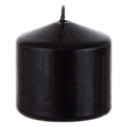 Mega Candles - 3" x 3" Unscented Domed Top Press Pillar Candle in Shrink Wrap - Black