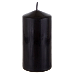 Mega Candles - 3" x 6" Unscented Domed Top Press Pillar Candle in Shrink Wrap - Black