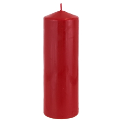 Mega Candles - 3" x 9" Unscented Domed Top Press Pillar Candle in Shrink Wrap - Red