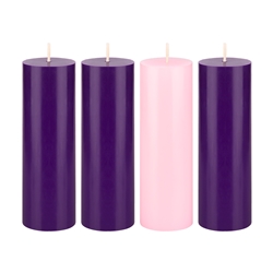Mega Candles - 4 pcs 2" x 6" Unscented Advent Pillar Candle - Asst