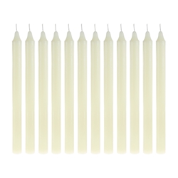 Mega Candles - 12 pcs 10" Unscented Straight Taper Candle in Brown Box - Ivory