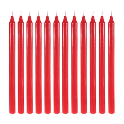 Mega Candles - 12 pcs 12" Unscented Straight Taper Candle in White Box - Red