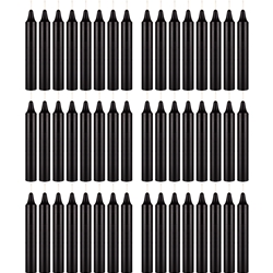 Mega Candles - 48 pcs 5" Unscented Straight Taper Candle in White Box - Black
