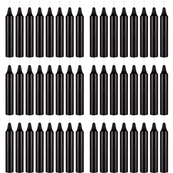 Mega Candles - 48 pcs 4" Unscented Straight Taper Candle in Brown Box - Black