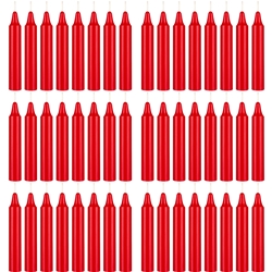 Mega Candles - 48 pcs 4" Unscented Straight Taper Candle in White Box - Red