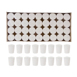 Mega Candles - 15 Hours Press Unscented Votive Candle in Bulk - White