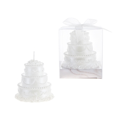 Mega Favors - Three Tier Wedding Cake Candle in Gift Box - White