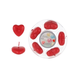 Mega Candles - 5 pcs Scented Floating Heart Candle in Clear Box - Red
