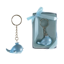Mega Favors - Baby Blue Whale Poly Resin Key Chain in Gift Box