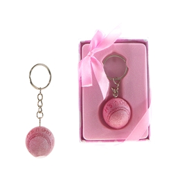 Mega Favors - Baby Baseball Poly Resin Key Chain in Gift Box - Pink