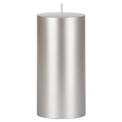 Mega Candles - 3" x 6" Unscented Round Pillar Candle - Silver