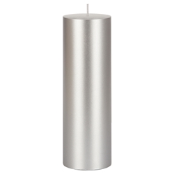Mega Candles - 3" x 9" Unscented Round Pillar Candle - Silver